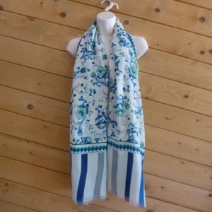 Old Navy Blue Green Floral Scarf Wrap NWT Folk Print Mix Cool Floral - Picture 1 of 10