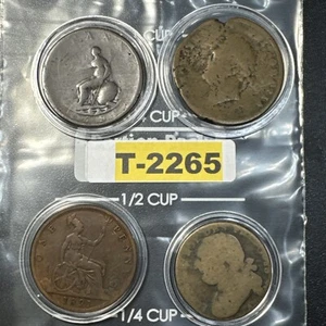 VINTAGE COIN: Lot of 4 British Coins w/ 1891 One Penny, MORE T-2265 - Imagen 1 de 10