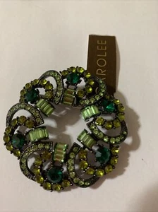 VINTAGE CAROLEE SIGNIERTE GRÜNE ANSTECKNADEL STRASS JC330 - Bild 1 von 5