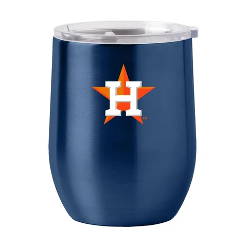 Houston Astros 16oz Curved Stainless Steel Travel Tumbler MLB Mug Glass Cover