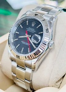 Rolex Datejust Turnograph 116264 Black Dial Oyster Band 18K White Gold Bezel - Picture 1 of 9