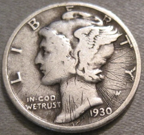 SELLING AS SHOWN - 1930 P MERCURY DIME *** 90% SILVER *** 581 Cover