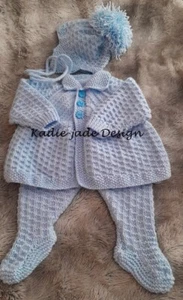 Baby Knitting Pattern #137 -To make Cardigan Coat, Hat & Leggings 0-3/3-6m - Picture 1 of 5