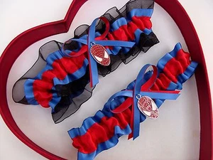 Neues handgefertigtes BatMan rot royalblau schwarz Hochzeit Strumpfband Superheld - Bild 1 von 1