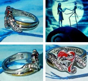 NIGHTMARE BEFORE CHRISTMAS JACK AND SALLY HERZ RING GRÖSSEN 7 8 9 10 NEU / DEFEKT - Bild 1 von 12