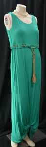 Chico's maxi dress green knit sexy Maxi Dress Tank tassle tie boho SZ 1 M L NEW - Picture 1 of 7