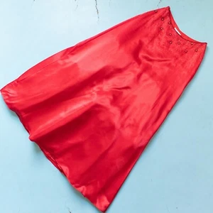 Alyce Designs Vintage Red Beaded High Rise Satin Full Length Maxi Skirt Size 6 - Picture 1 of 8