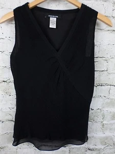 Jones New York Womens Top Size 4 Black Silk Crepe Sheer Layered Ruched           - Picture 1 of 10