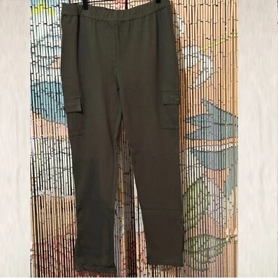 Belle Gray by Lisa Rinna Cargo Pocket Leggings Pants, Ankle Zipper, Green Ivy, L - Image 1 of 4
