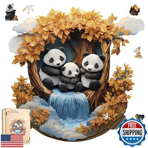 Wooden Puzzle for Adults - 3D Panda Wooden Jigsaw Puzzles 500 Piece, Unique S - Picture 1 of 5