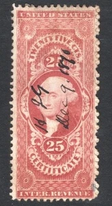 USA 1862-1871 SC #R44C 25c Certificate Revenue gebraucht NG - Bild 1 von 2