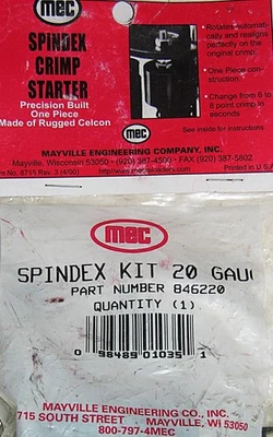 MEC 20 Gauge 6 & 8 Point Spindex Crimp Starter Kit PN# 846220 - Image 1 of 2