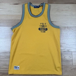 Polo Ralph Lauren Track Team Mesh Jersey Tank Top Mens Small Yellow 1967 - Picture 1 of 8
