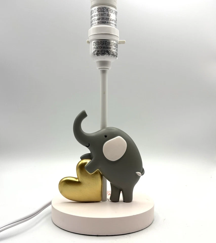 Lâmpada de coração de cordeiro e hera elefante e ouro base rosa para quarto de criança ou bebê - Imagem 1 de 4