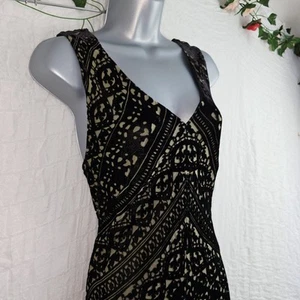 EAST Black Devore Silk Blend Maxi Dress UK 16 Bias Cut Velvet Burnout Cruise. - Picture 1 of 7