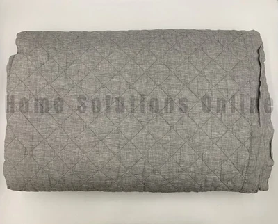 Pottery Barn Belgian Flax Linen Diamond Quilt Flagstone Gray King Cal #U1088 - Image 1 of 2