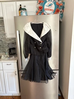 Vestido de cóctel Bill Levkoff negro blanco 2 piezas falda top ~forrado~talla 2 Foto 1 de 4