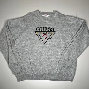 Vintage 90s Guess Georges Marciano Sweatshirt USA Made Gray Triangle Logo Size L - Bild 1 von 12