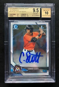 2018 CONNOR SCOTT 1st Bowman Chrome Auto RC - BGS 9.5/10 - Gem Mint - Picture 1 of 2