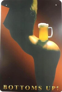 Bottoms Up Sexy Girl Sign for Wall Bar Decor Vintage Metal Tin sign 11.8" x 7.8" - Picture 1 of 1