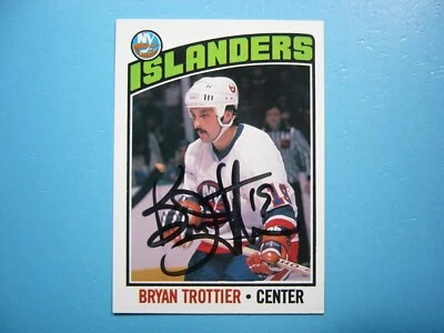 1992/93 O-PEE-CHEE NHL HOCKEY CARD #107 BRYAN TROTTIER NM AUTO AUTOGRAPH OPC - Image 1 of 3