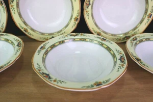 Crown Ducal Ware England A1476 7 Obstschalen blau Urne Obst Blumen Senfrand - Bild 1 von 5