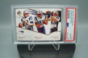 2009 UPPER DECK SP AUTHENTIC #172 TOM BRADY RANDY MOSS WELKER PATRIOTS PSA 10