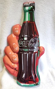 Coca Cola Metall Werbeschild ca. 11 x 20 1/2 cm - Bild 1 von 3