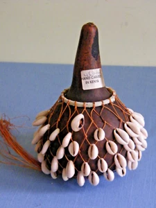 Kaurimuschel Kürbis Shaker Shekere afrikanisches Musikinstrument 6" lang - Bild 1 von 7