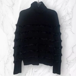 EUC LINEA Black Wool Blend Turtleneck Sweater, Women’s Size 10 - Picture 1 of 7