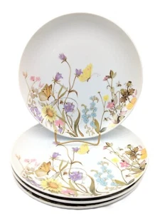 4er Set Enesco NATURE GARDEN SOCIETY Floral mit Schmetterlingen 8" Teller 1975 (284) - Bild 1 von 6