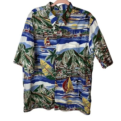 Рубашка Reyn Spooner мужская винтажная размер XL гавайская с коротким рукавом многоцветная ретро - Изображение 1 из 4