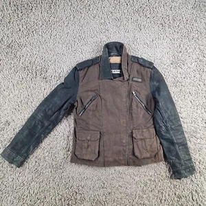 Superdry Jacket Womens Large Leather Brown Biker Bomber - Picture 1 of 10