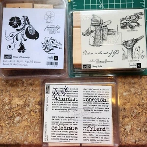 3 Stampin up Rubber Stamp Sets Lexicon of Love Song Birds Wings friendship READ - Picture 1 of 4