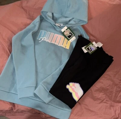 $66 Niñas XL 16 Puma Conjunto Sudadera con Capucha y Leggings Foto 1 de 3
