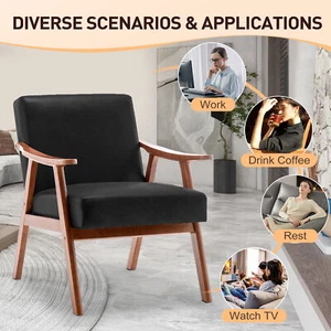 Mid-Century Modern Chair, Living Room Chair with Solid Wood Frame, Accent Chair - Picture 1 of 17