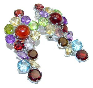 Kashmir Ruby Earrings 925 Sterling Silver Pear Cut Handmade Red Gemstone Jewelry - Picture 1 of 3