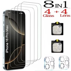Pack 4+4 Protecteur de Pantalla Vidrio Templado Verre pour iPhone 14 15 16 Pro - Photo 1 sur 6