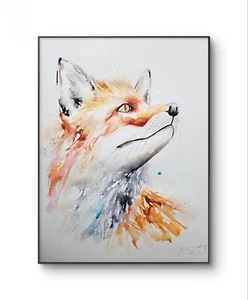 Original watercolour painting signed by Elle Smith Art of a Fox, animal art, - Picture 1 of 5