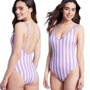 Kona Sol One Piece Swim Suit High Leg Purple Bathing Suit Size XL SPRING - Picture 1 of 13
