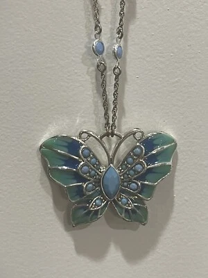 Collar Mariposa Slvr Azul Esmaltado Monet De Colección Estaciones Color Turquesa Foto 1 de 4