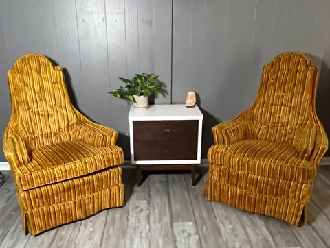 1970’s PAIR STYLE CRAFT CHAIRS OG STRIPES Cover