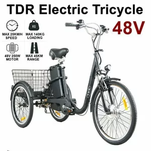 48v Electric Trike Tricycle 3 Wheeler cycle Power Assist 250w 10ah Scooter Bike - Picture 1 of 10