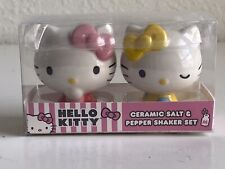 Sanrio Hello Kitty Ceramic Salt and Pepper Shaker Set Yellow & Pink NEW