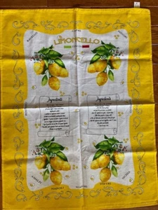Limoncello Dish Towel Cotton Lemon Recipe Wall Hanging Italy 25"x32" Unwashed - Picture 1 of 6