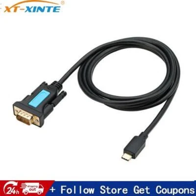 XT-XINTE 1.5m USB-C to RS232 DB9 Male Serial Adapter w/ Female-Female Connector - Image 1 of 4