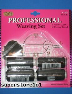 WEFT WEAVE"PROFESSIONAL"3-Needles[I,J,&C]4-Weaving Thread BLACK~HAIR EXTENSIONS.