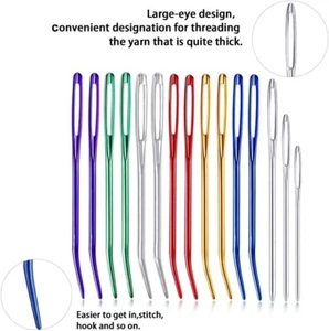 17 PCS Yarn Needles Metal Bent Tip Tapestry Needles Yarn Weaving Needles Large - Picture 1 of 4