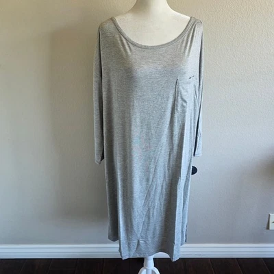 NEW Nordstrom Shimera Long Sleeve Perfect Nightshirt Gray Women XL Super Soft - Image 1 of 4