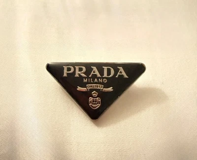 Authentic Unisex Black/Silver trimming Enamel Prada Brooch Pin - Image 1 of 2